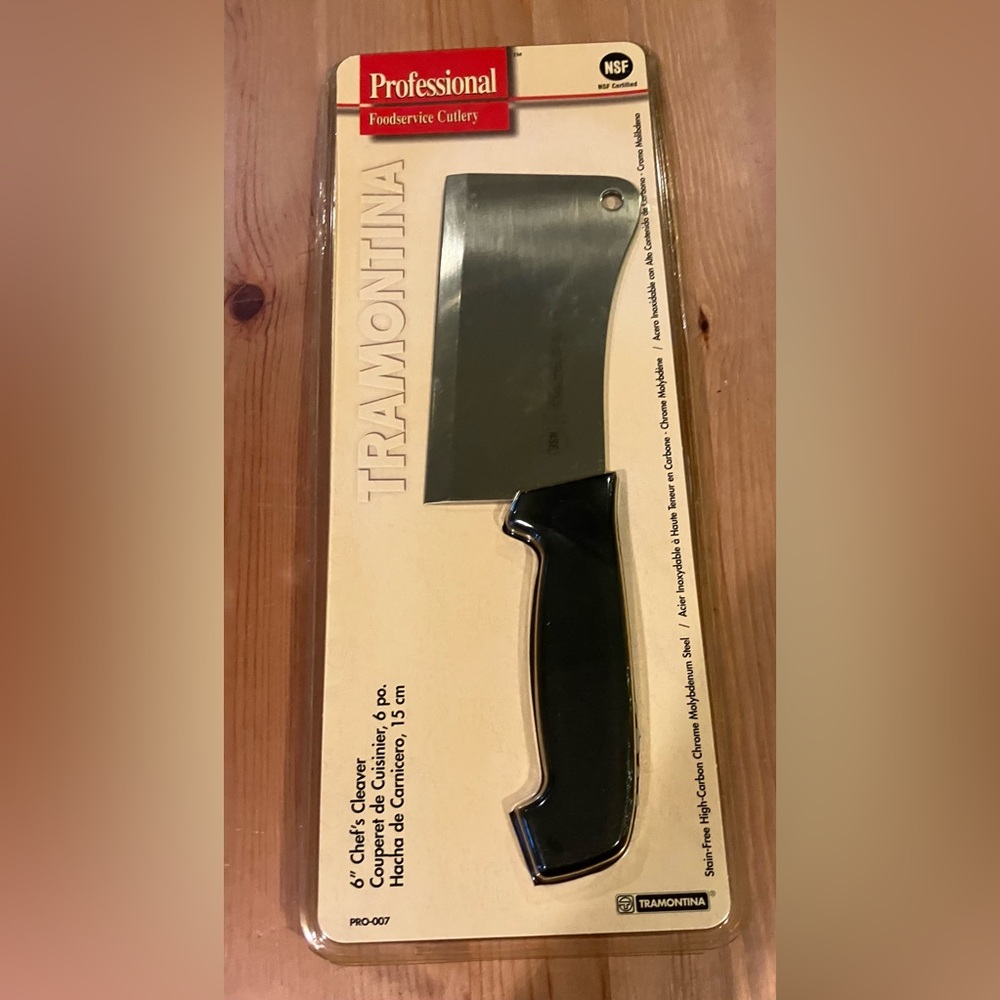NEW Tramontina Professional Chef's Cleaver 6” Black Handle Original Packaging